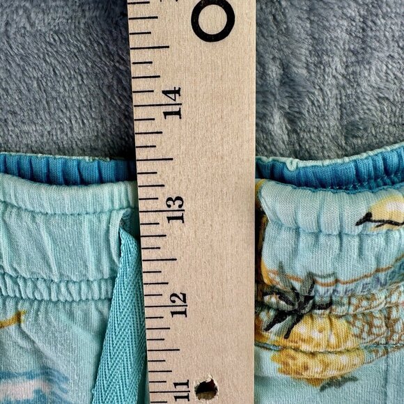 NICK & NORA Flannel Pajama Shorts Men’s Med Aqua Blue Hawaii Toucan Hula Surfer - Picture 6 of 16